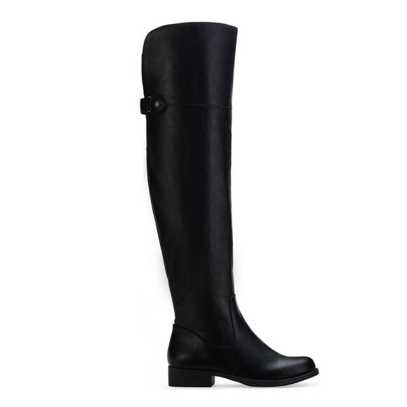 SUN STONE Shoes - SUN STONE Womens Black Stretch Gore Wide Calf Round Toe Block Heel Boots 6